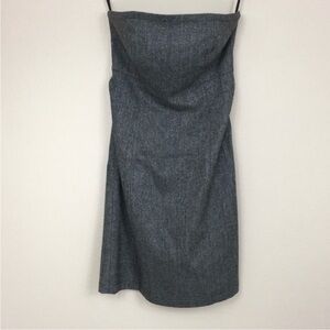 Vintage Women's Gap Stretch Gray Herringbone Strapless Mini Dress Size 2 Classic